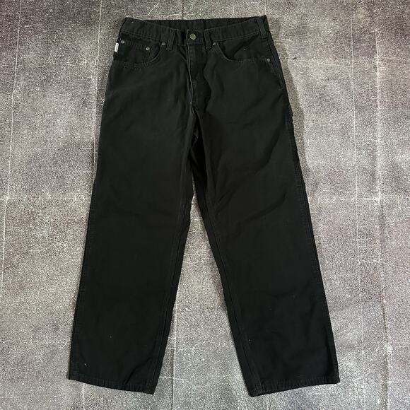 Men's Carhartt B159 Loose Fit Canvas Black Carpenter Cargo Work Pants Sz 34 X 30 - Picture 1 of 4